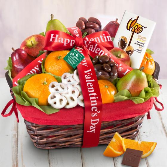 Organic Fruit & Sweets Valentine's Day Gift Basket ...