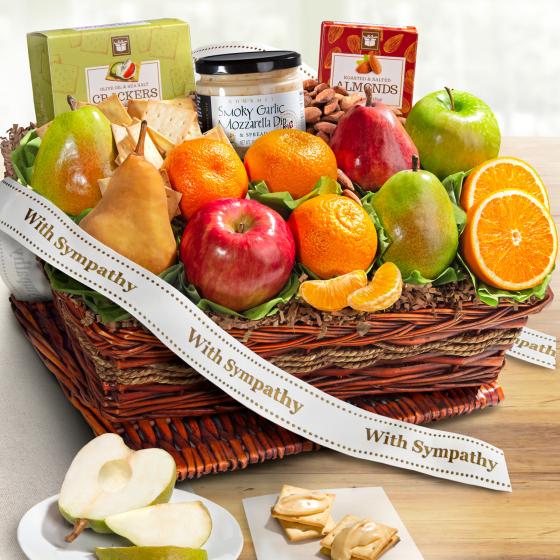 Sympathy Cheese and Nuts Classic Fruit Basket AP8019S A Gift Inside