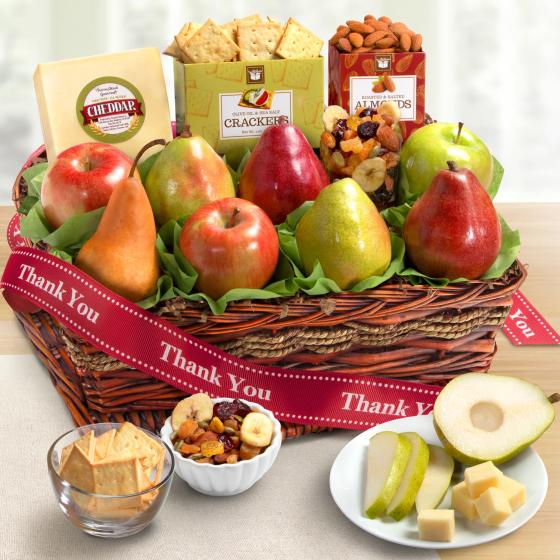 Thank You Classic Gourmet and Fruit Basket AP8019T A Gift Inside