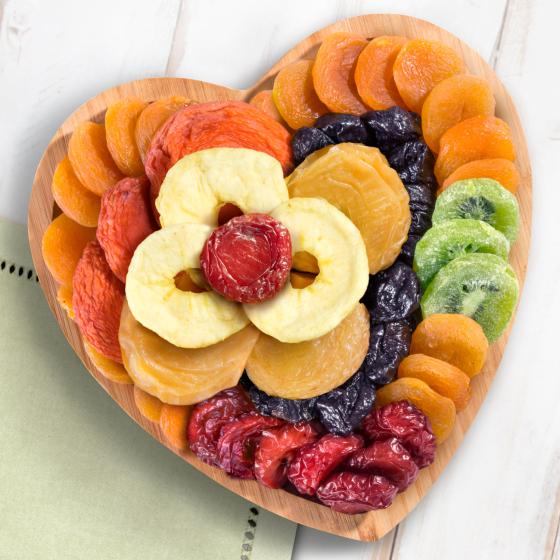 Dried Fruit on Heart Bamboo Serving Tray - AP8032 | A Gift Inside