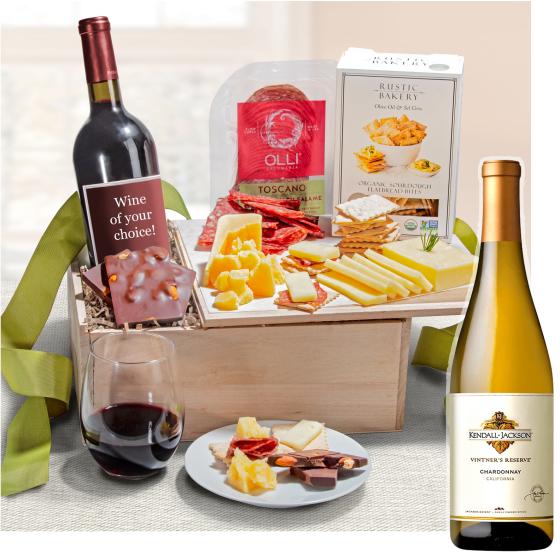 Epicurean Gift Crate with Wine KendallJackson Chardonnay FG2000