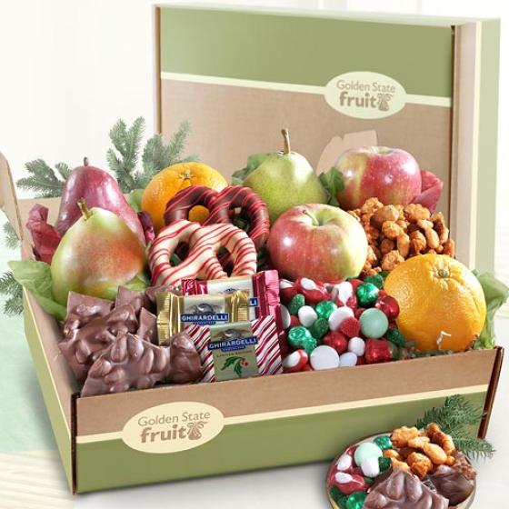 Deluxe Holiday Goodies and Fruit Gift Box AB2032 A Gift Inside