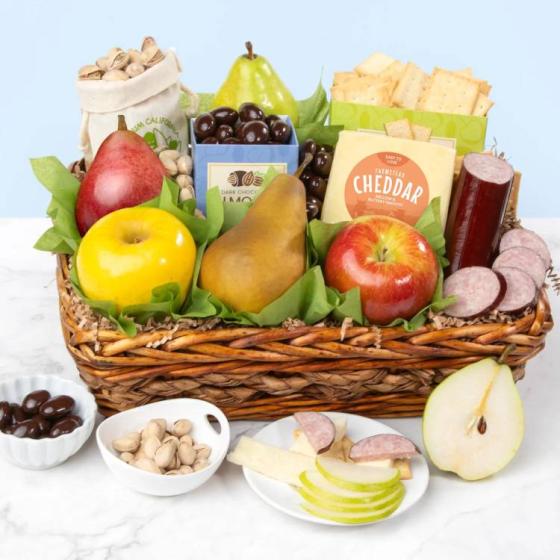 Fruit, Cheese & Meat Classic Gourmet Basket AA4025 A Gift Inside