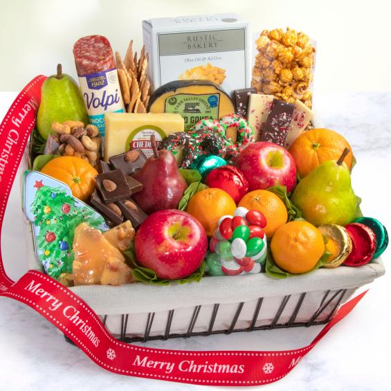 AA3005, The More the Merrier Fruit, Cheese & Sweets Gift Basket
