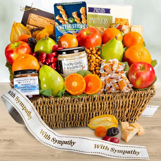 AA4016S, With Sympathy Farmstead Fruit Gift Basket