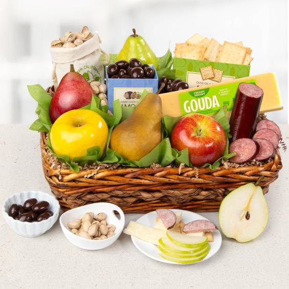 AA4025, Fruit, Cheese & Meat Classic Gourmet Basket