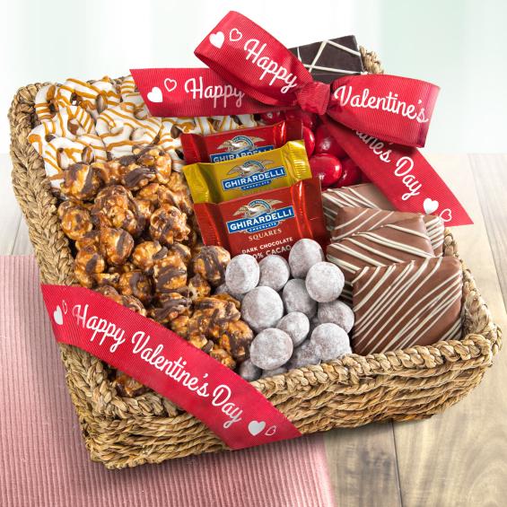 Happy Valentine's Day Chocolate, Caramel and Crunch Grand Gift Basket -  AA4056V