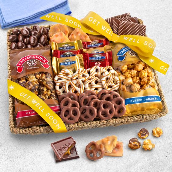 AA4056G, Get Well Chocolate Caramel and Crunch Grand Gift Basket