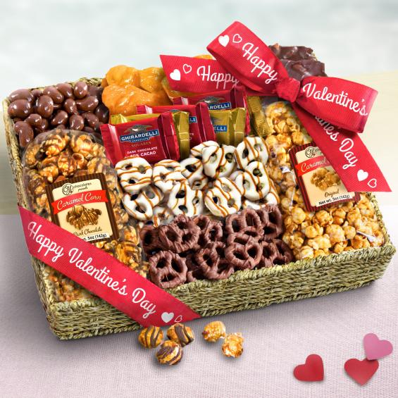 AA4056V, Happy Valentine's Day Chocolate, Caramel and Crunch Grand Gift Basket