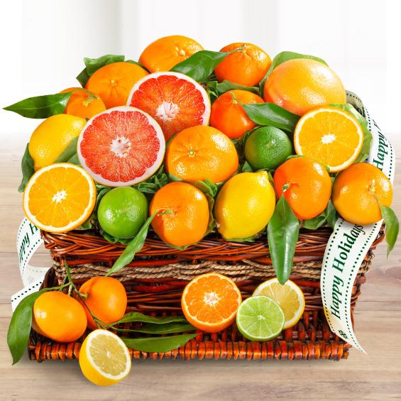 AA4072H, Happy Holidays Sweet Citrus Fruit Gift Basket