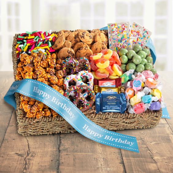 AA4087B, Birthday Party Chocolate, Candies and Crunch Gift Basket