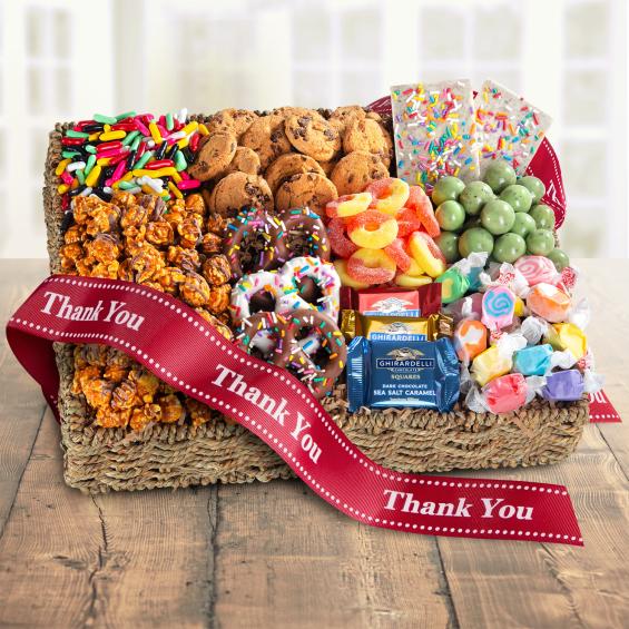 AA4087T, Thank You Chocolate, Candies and Crunch Gift Basket