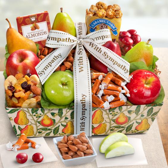 Sympathy Orchard Delight Fruit and Gourmet Basket AA4094S A Gift Inside