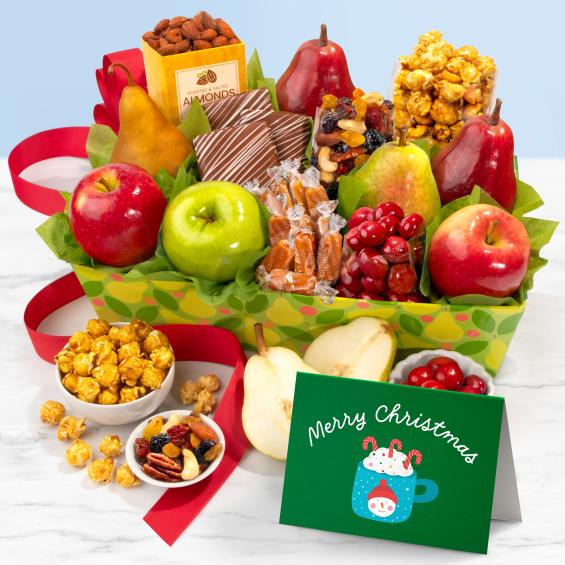 AA4094X, Merry Christmas Orchard Delight Fruit and Gourmet Basket
