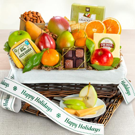AA4101H, Happy Holidays Classic Deluxe Fruit Basket