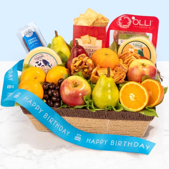 AA4102B, Happy Birthday Sweet & Savory Farmstead Gift Basket
