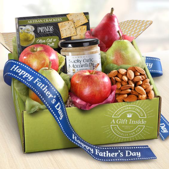 AB1017F, Father's Day Fruit and Cheese Dip, Crackers and Nuts Gift Box