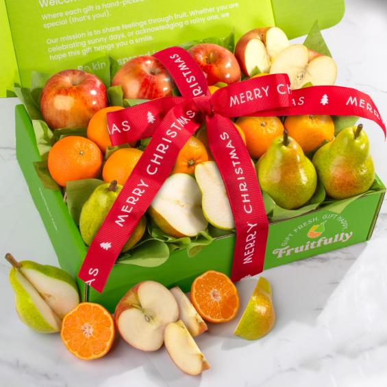 AB2023X, Merry Christmas Fruitfully Trio Fruit Gift Box
