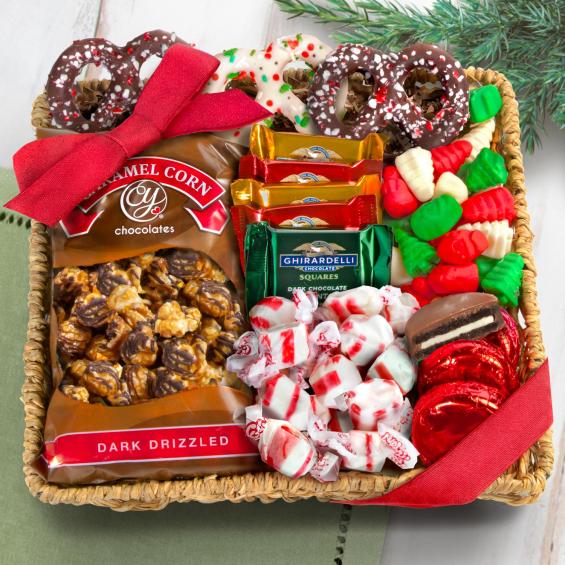 AG0002, Holiday Classic Chocolate, Candy and Crunch Gift Basket
