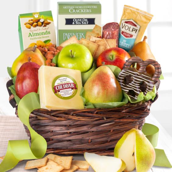 AA3015, Fresh Fruit, Cheese and Salami Gourmet Gift Basket