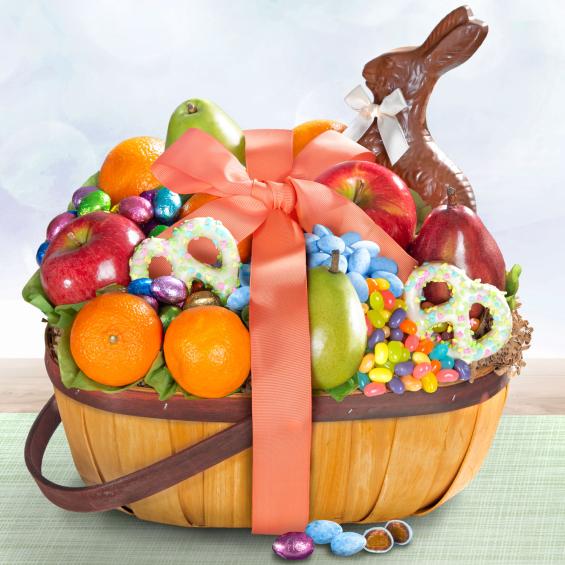 Easter Bunny Fruit and Treats Gift Basket AA4050E A Gift Inside