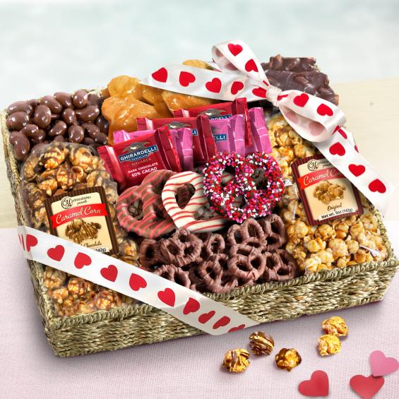 Happy Valentine's Day Chocolate, Caramel and Crunch Grand Gift Basket -  AA4056V