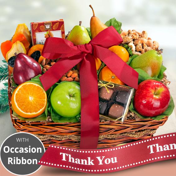 Thank You Orchard Delight Fruit and Gourmet Basket AA4094T A Gift