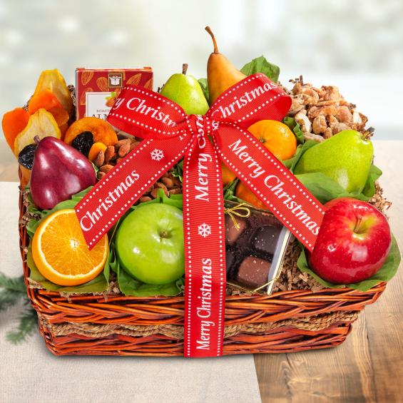 Merry Christmas Orchard Delight Fruit and Gourmet Basket AA4094X A