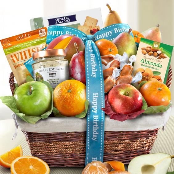 Happy Birthday Deluxe Fruit Basket AA4101B A Gift Inside
