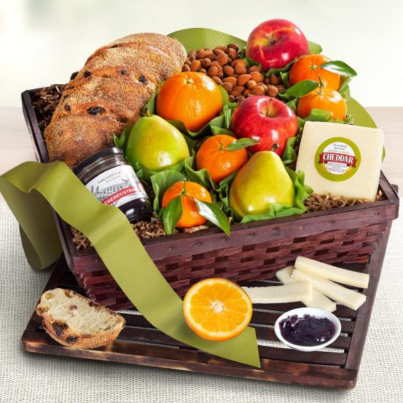 AA7020, Market Fresh Fruit, Cheese & Bread Gift Basket