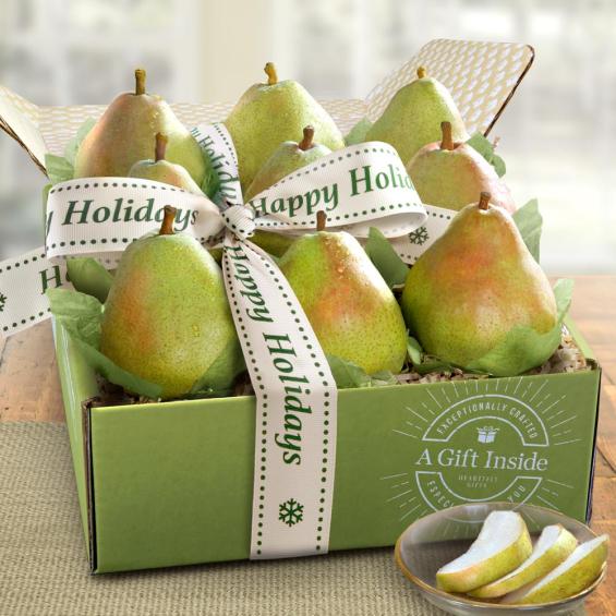 AB1006H, Happy Holidays Dessert Pears Deluxe Fruit Gift