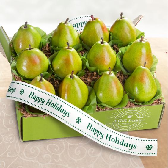 AB2007H, Happy Holidays Dozen Comice Pears Fruit Gift
