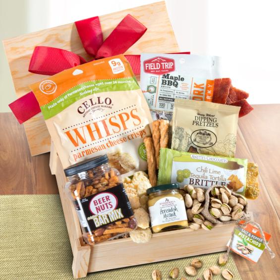 Gourmet Snacks in Wooden Crate AC2005 A Gift Inside