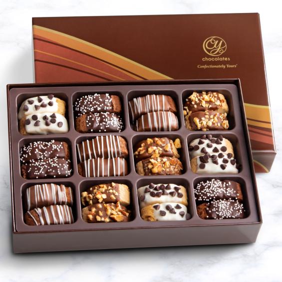 ACC1020, Classic Decorated Chocolate-Dipped Biscotti in Gift Box