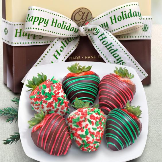 acd1030 6 holly jolly christmas chocolate covered strawberries with happy holidays ribbon - Christmas Chocolate Covered Strawberries acd1030 6 holly jolly christmas chocolate covered strawberries with happy holidays ribbon - Christmas Chocolate Covered Strawberries