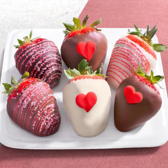 ACD1037, 6 Heartfelt Valentine Chocolate Covered Strawberries