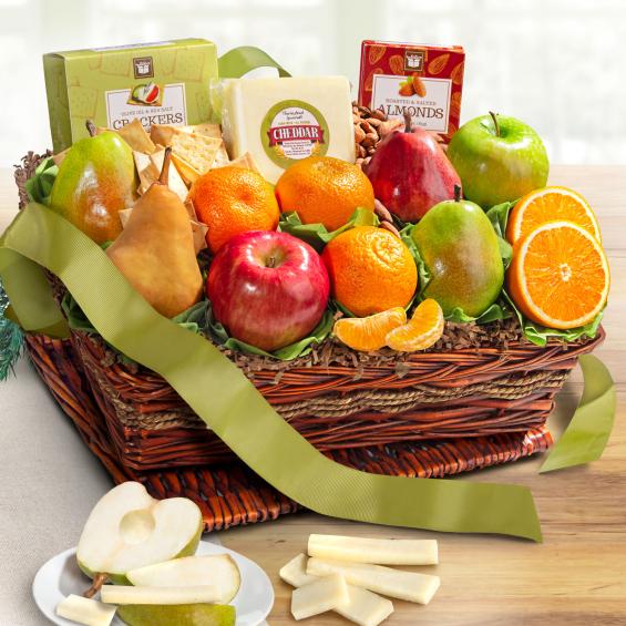Cheese and Nuts Classic Fruit Basket AP8019 A Gift Inside