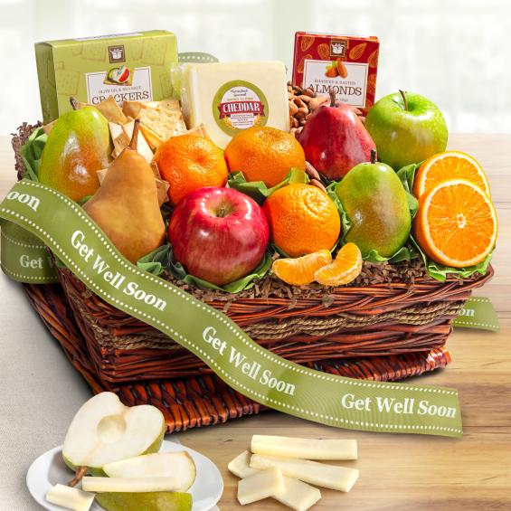 Get Well Soon Cheese and Nuts Classic Fruit Basket AP8019G A Gift Inside
