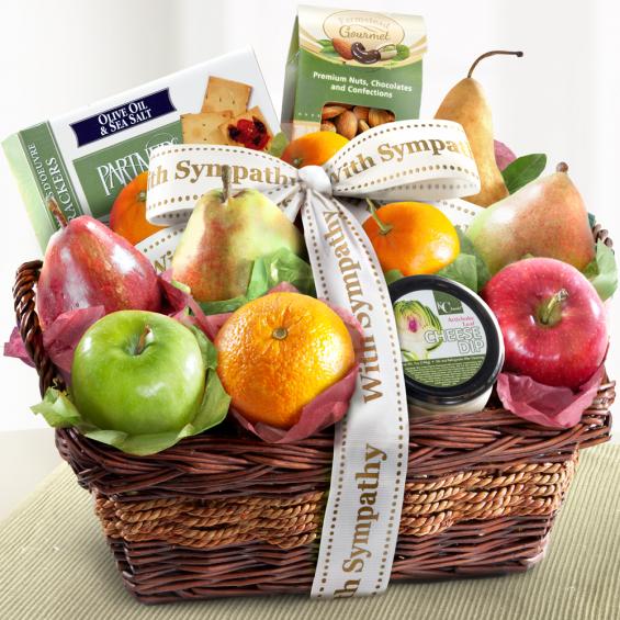 Sympathy Fruit Basket with Cheese and Nuts AP8019S A Gift Inside