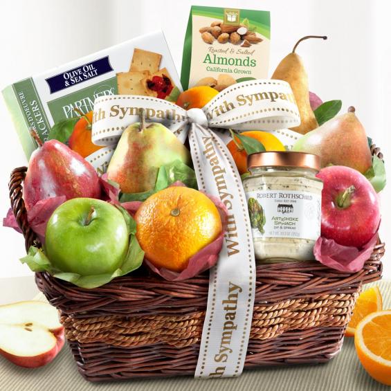 Sympathy Fruit Basket with Cheese and Nuts AP8019S A Gift Inside