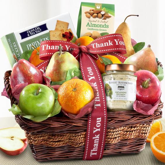 Thank You Fruit Basket with Cheese and Nuts AP8019T A Gift Inside