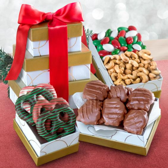 ATC0300, Gourmet Greetings Holiday Chocolate and Nut Tower