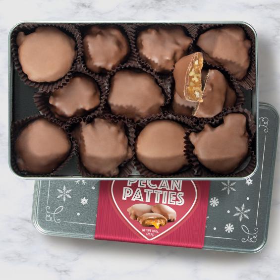 CY2310, Milk Chocolate Caramel Pecan Patties Gift Tin