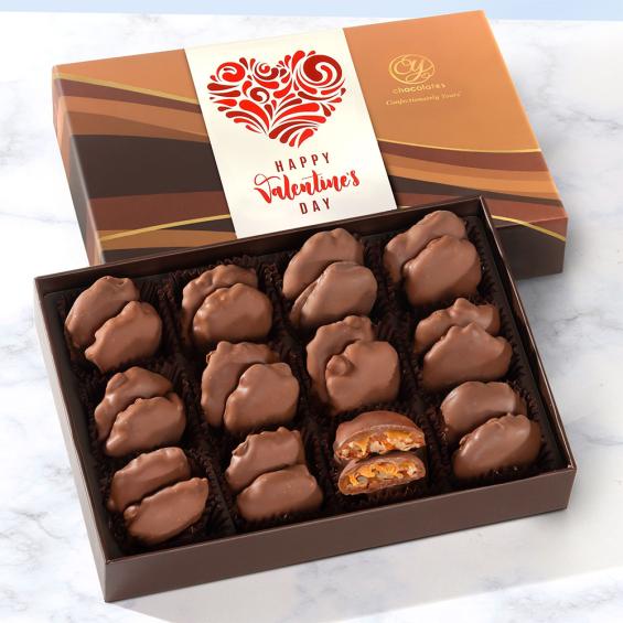 CY3300V, 24 Valentine's Day Chocolate Caramel Pecan Patties