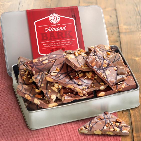 CY4120U, 1 lb. Milk Chocolate Almond Bark Gift Tin
