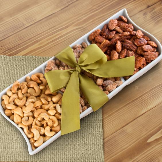 GC1007, Gourmet Artisan Nuts in Keepsake Ceramic Serving Tray