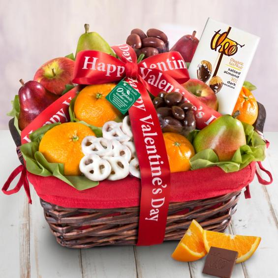 RA4012V, Organic Fruit & Sweets Valentine's Day Gift Basket