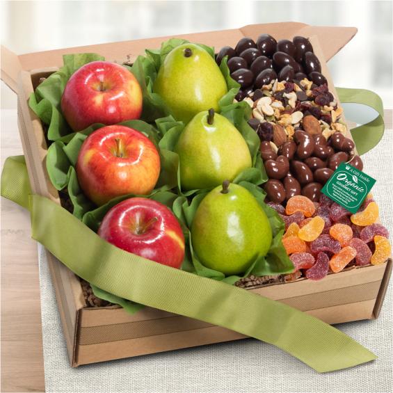 RB1009, Organic Fresh Fruit, Sweets & Treats Gift Box