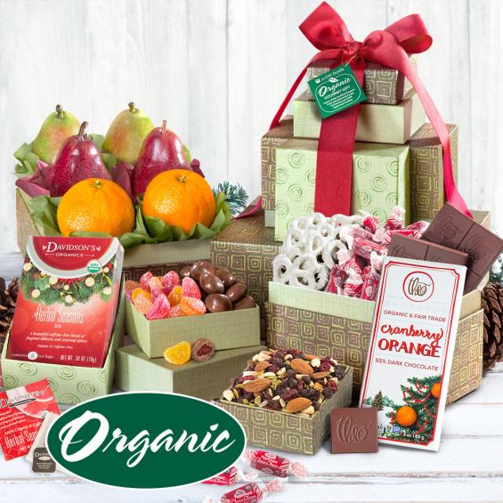 RT1001H, Organic Holiday Fruit and Treats Tower