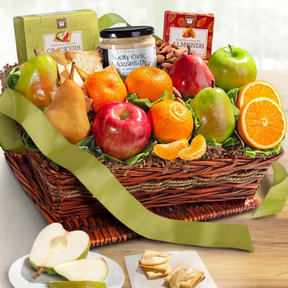 Cheese and Nuts Classic Fruit Basket - AP8019 - A Gift Inside
